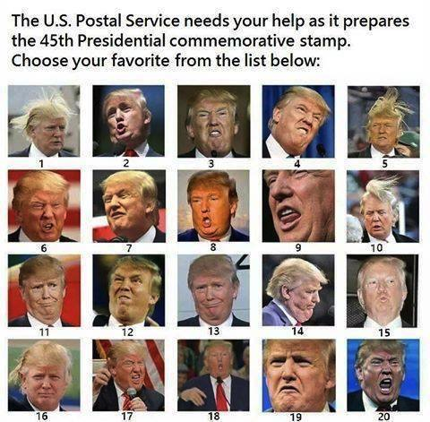 Rösta på vilket Trump-frimärke som är bäst (eller värst)?