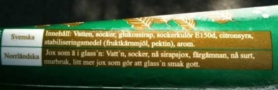 Glass med översättning till norrländska för dig som enbart pratar det språket. 